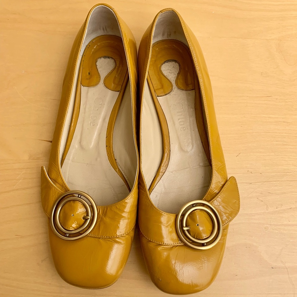 Mustard Chloé Ballet Flats with Buckle